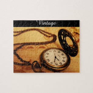 Vintage Taschenuhrphotographie auf Puzzlespiel
