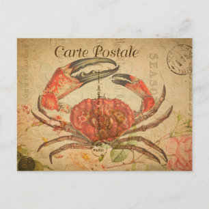 Vintage Tasmanian Crab Blume Französisch Postkarte