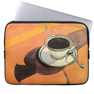Vintage Tasse Kaffee, Saucer, Löffel, Retro Diner Laptopschutzhülle