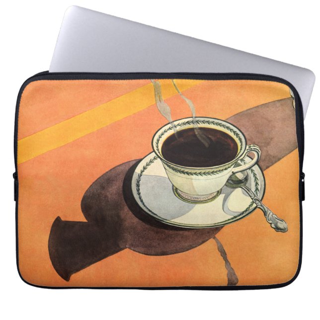 Vintage Tasse Kaffee, Saucer, Löffel, Retro Diner Laptopschutzhülle (Vorderseite)