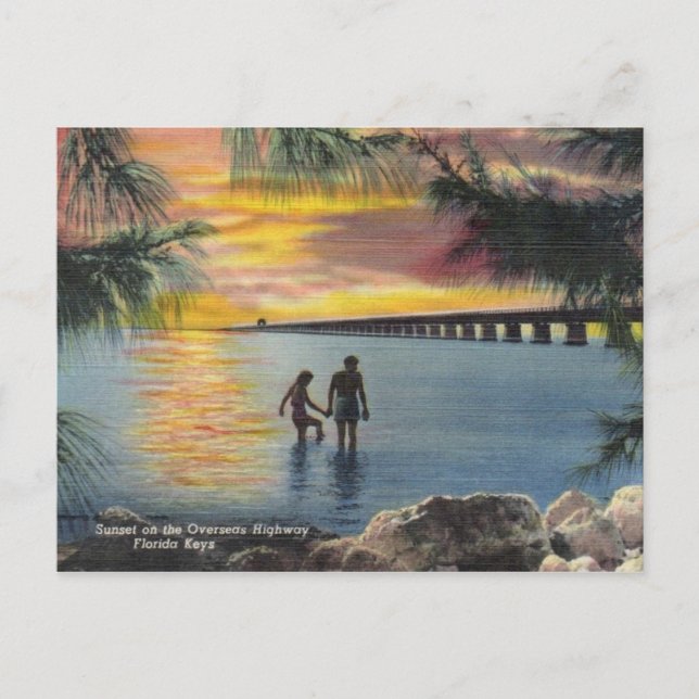 Vintage Tasten der Postkarte Übersee Highway Flori (Vorderseite)