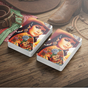 Vintage tätowierte Cowgirl Spielkarten