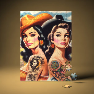 Vintage-Tätowierte Cowgirls
