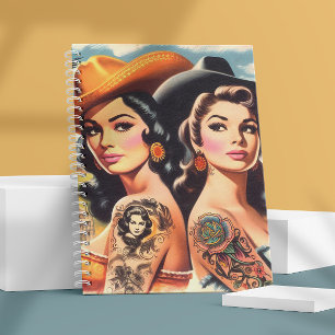 Vintage tätowierte Cowgirls Notizblock