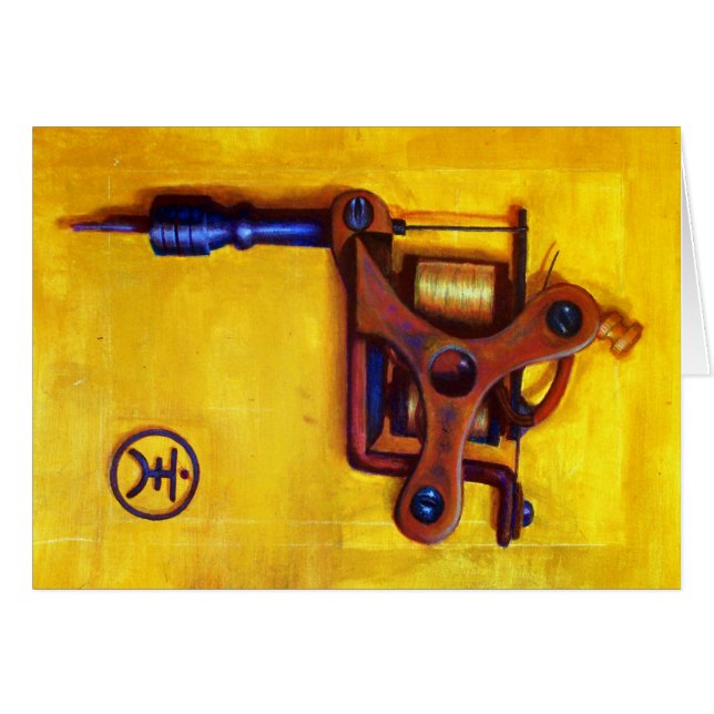 Vintage Tätowierungs-Maschine (Gelb) (Vorderseite (Horizontal))