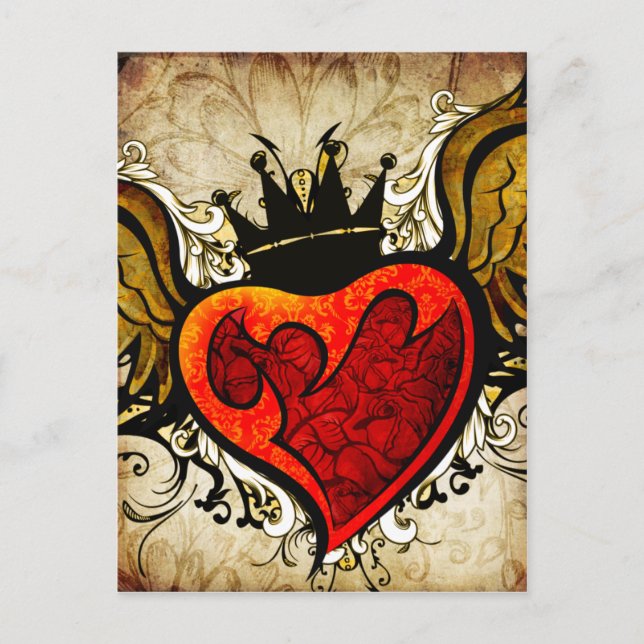 Vintage Tattoo Herz Urban Postkarte (Vorderseite)