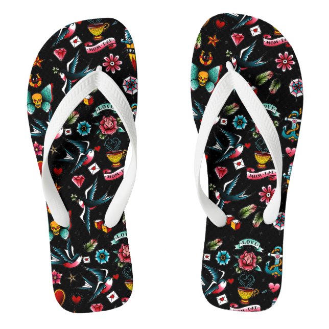 Vintage Tattoo Themed Flip Flops (Fußbett)