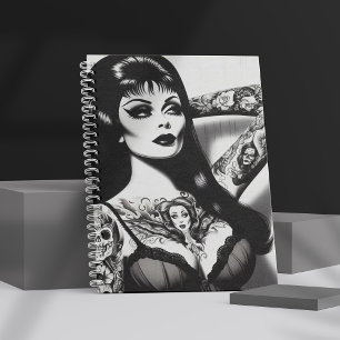 Vintage Tattooed Goth Girl Notizbuch