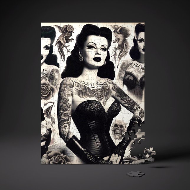 Vintage Tattooed Goth Woman Collage (Von Creator hochgeladen)