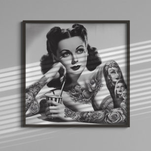 Vintage Tattoofrau Poster