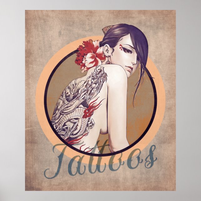 Vintage Tattoos Shops Poster (Vorne)