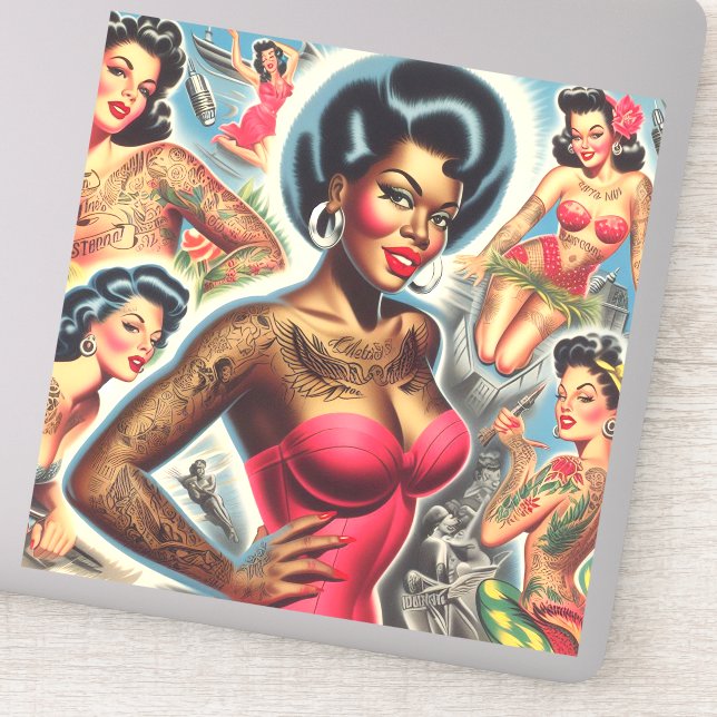 Vintage tattootische Buttone Aufkleber (Detail)
