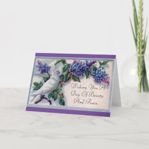 Vintage-Taube mit Blumen Geburtstag Karte