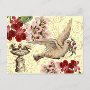 Vintage Taube und Birdbad Postkarte