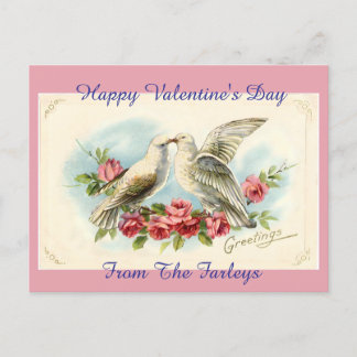 Vintage Tauben Valentinstag Urlaub Postkarte