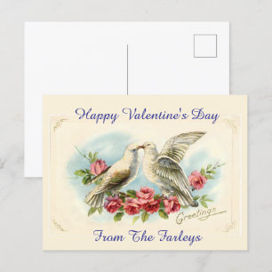 Vintage Tauben Valentinstag Urlaub Postkarte