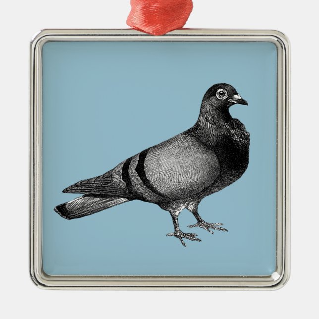 Vintage Taubengeschenke Silbernes Ornament (Vorne)