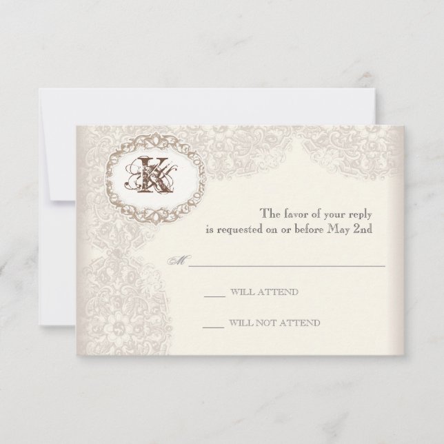 Vintage Taubenlace - Hochzeitskarte RSVP Karte (Vorderseite)
