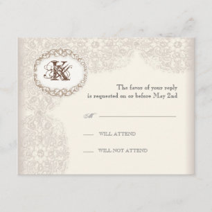 Vintage Taubenlace - Hochzeitskarte RSVP Karte