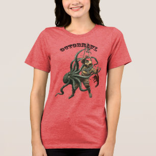 Vintage Taucher mit einem Oktopus und einem Hummer Tri-Blend Shirt