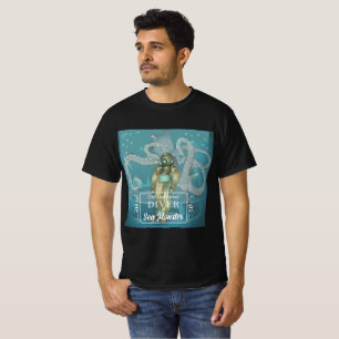 Vintage-Taucher und Seeungeheuer T-Shirt