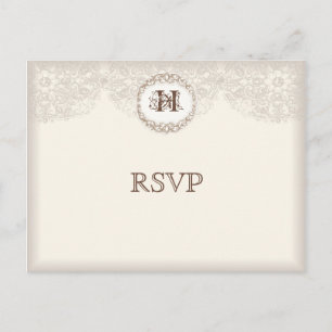 Vintage Taupe Lace - Hochzeitsreaktion Postkarte