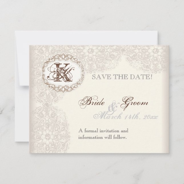 Vintage Taupe - Save the Date Karte (Vorderseite)