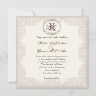 Vintage-Taupe-Spitze - Hochzeitseinladung Einladung