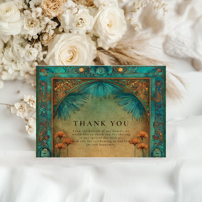 Vintage Teal Garden Islamic Wedding Dankeskarte (Von Creator hochgeladen)