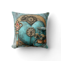 Vintage Teal-Herz mit Zahnrädern Steampunk-Kunst