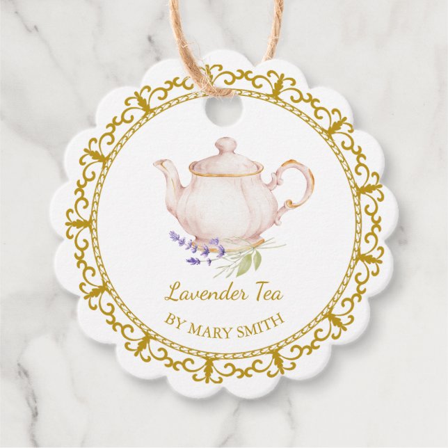 Vintage Teapot Homemade Lavender Tea Hang Tag Geschenkanhänger (Vorderseite)