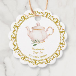 Vintage Teapot Homemade Sage Tea Hang Tag Geschenkanhänger