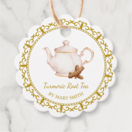 Vintage Teapot Homemade Turmeric Root Tea Hang Tag Geschenkanhänger