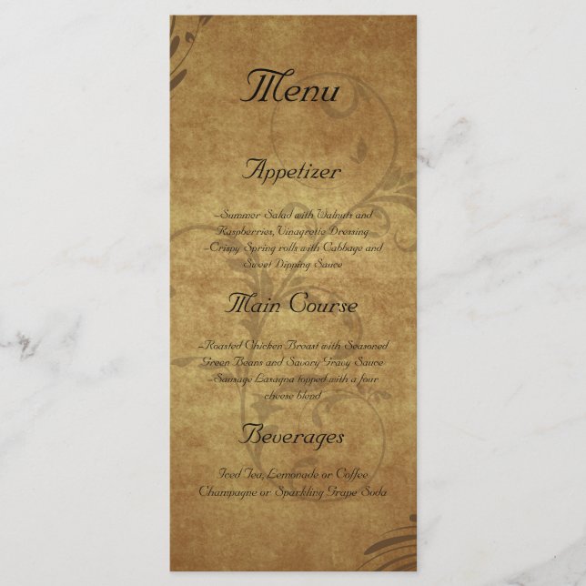 Vintage Teastain d'Antiquité Menu Personnalisé (Devant)