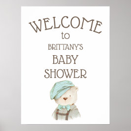 Vintage Teddy Bear Baby Dusche Begrüßungszeichen Poster