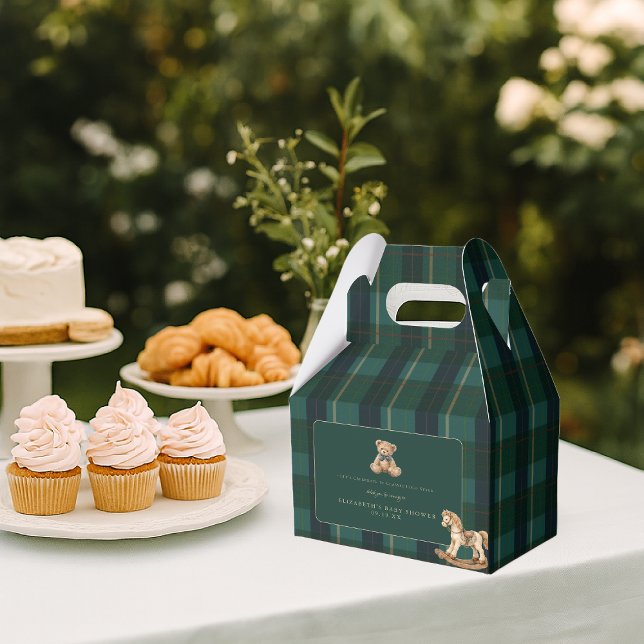 Vintage Teddy Bear Plaid Polo Baby Shower Geschenkschachtel (Von Creator hochgeladen)