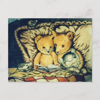 Vintage Teddy Bedtime-Geschichten Postkarte