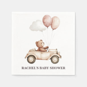 Vintage-Teddybär-Auto-Baby-Shower-Servietten Serviette