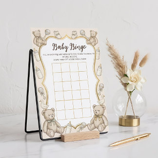 Vintage-Teddybär-Baby-Party-Bingo, Neutrales Baby