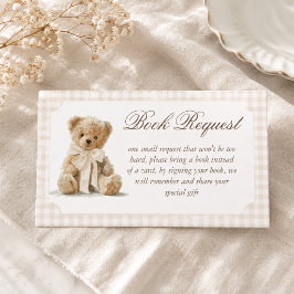 Vintage-Teddybär-Baby-Shower-Buchwunsch Begleitkarte