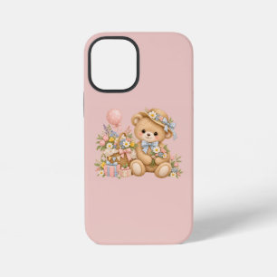 Vintage-Teddybär-Feier mit Wildblumen iPhone 12 Mini Hülle