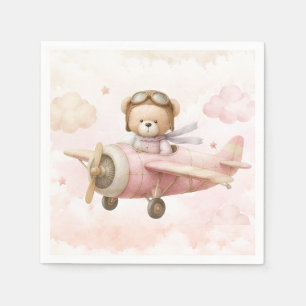 Vintage-Teddybär-Mädchen-Baby-Shower-Einladung Serviette