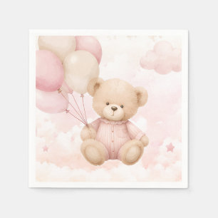 Vintage-Teddybär-Mädchen-Baby-Shower-Einladung Serviette