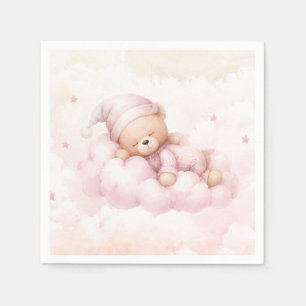 Vintage-Teddybär-Mädchen-Baby-Shower-Einladung Serviette