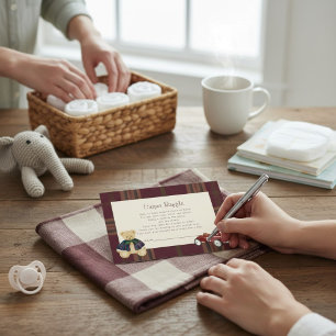 Vintage-Teddybär-Rennwagen-Baby-Shower-Windeln Begleitkarte