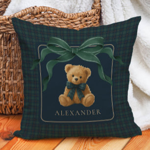 Vintage-Teddybär-Tartan-Karo-Babyzimmer für Jungen Kissen