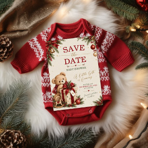 Vintage-Teddybär-Weihnachts-Baby-Party Save The Date