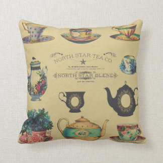 Vintage Teebecher und Pitchers Kissen