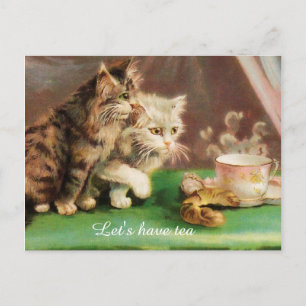 Vintage-Teekatzen individuell angepasst Postkarte