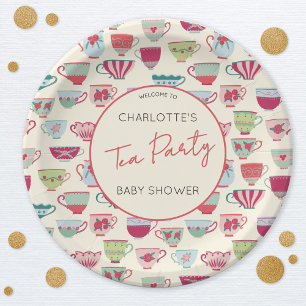 Vintage-Teeparty-Baby-Shower-Teetasse Pappteller